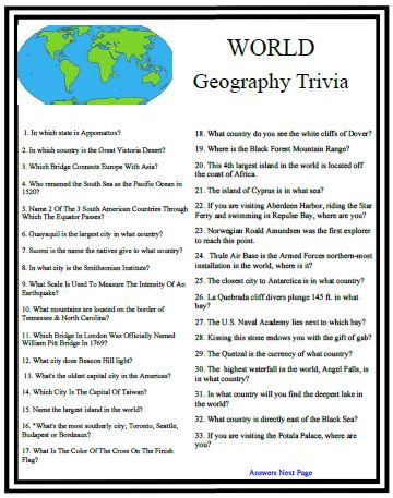 What type of questions are usually on geography tests?