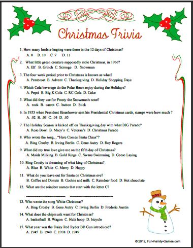 Free Online Christmas Trivia Games