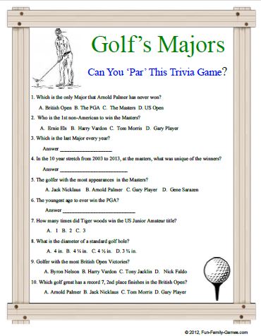 This Golf S Majors Trivia Game Is For Any Golf Enthusiast